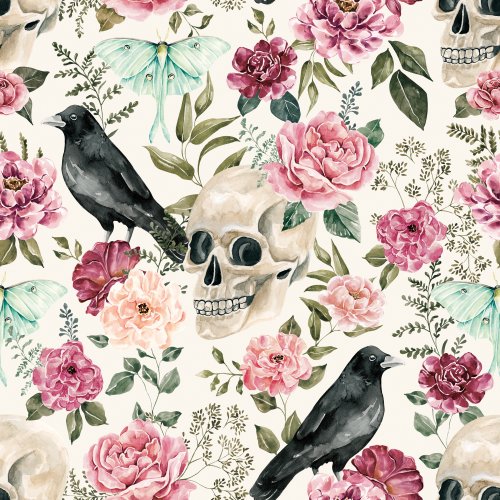 halloween skull floral
