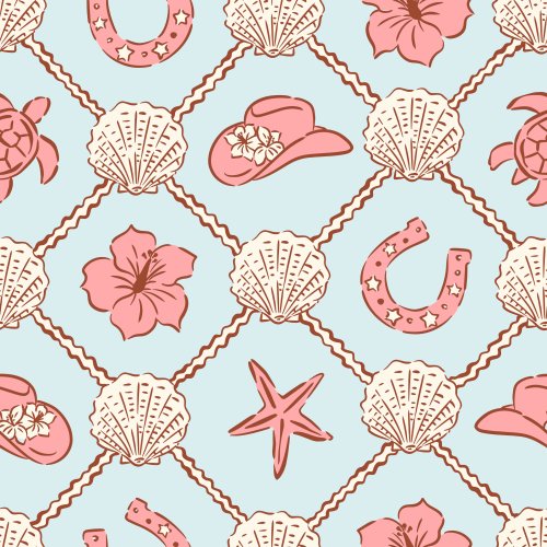 western summer design with seashells