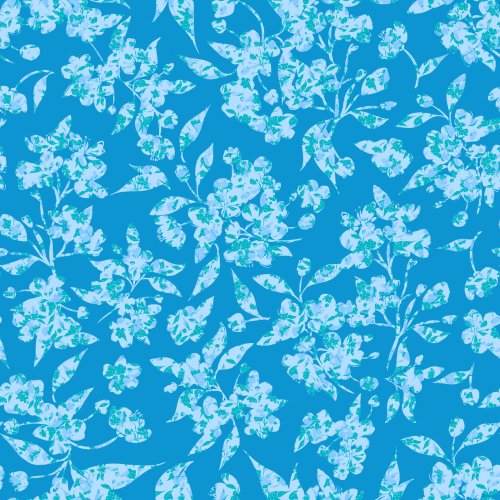 Abstract blossom pattern, textural with blues and greens