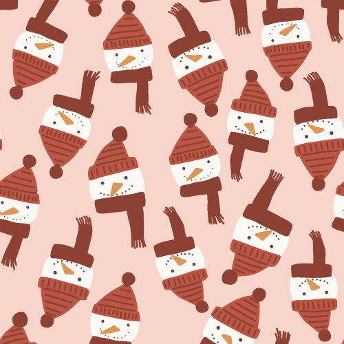 snowman faces with scarves and hats