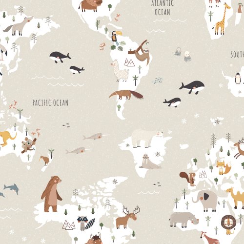 world map with animal design