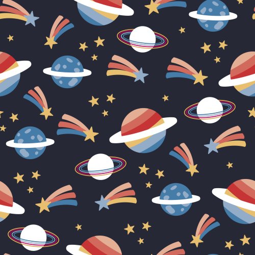 Retro style planets outer space design