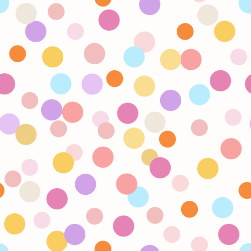 Blue, pink, orange, purple, yellow, orange polka dots.  Coordinate to Hoppy Easter collection prints.