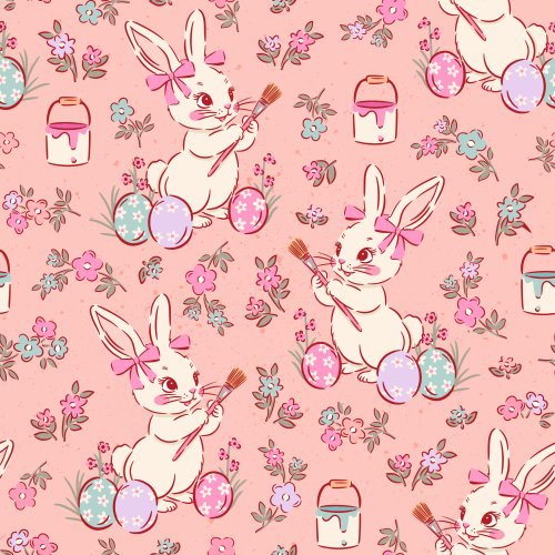 easter bunny floral on pink background