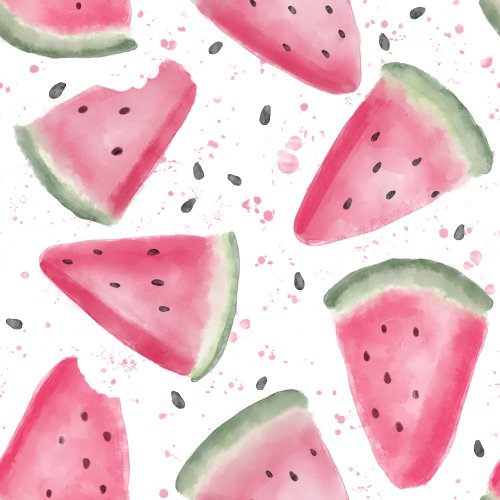 slices of watermelon with splatters of paint on a white background for summer