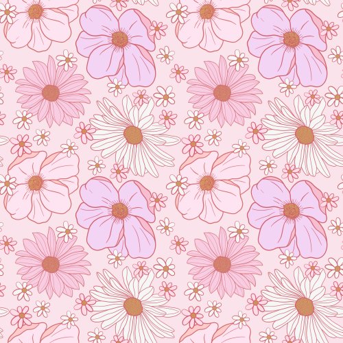 retro pastel pink floral fabric