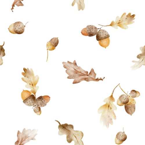 Floral Acorns in White