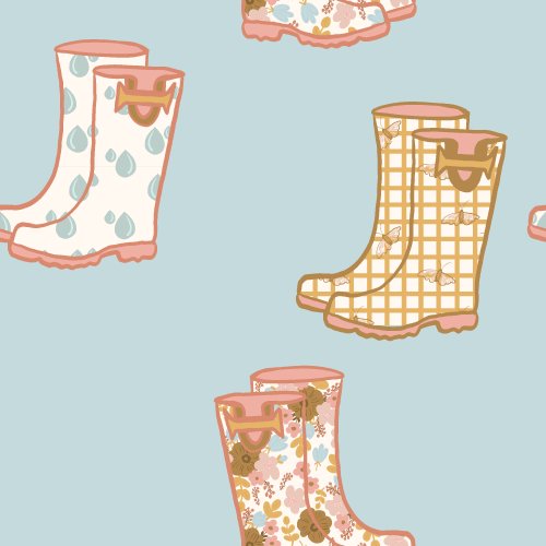patterned rain boots