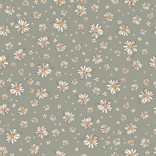 Scattered white daisies on a green background