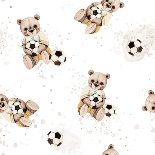 teddy bear with soccer balls