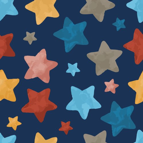 multicolor chunky stars on blue background