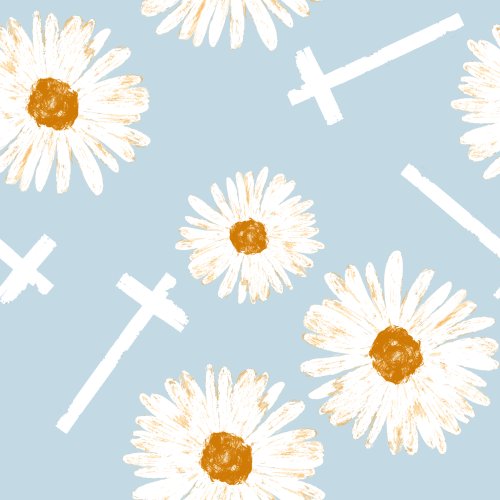 floral daisy with religious cross