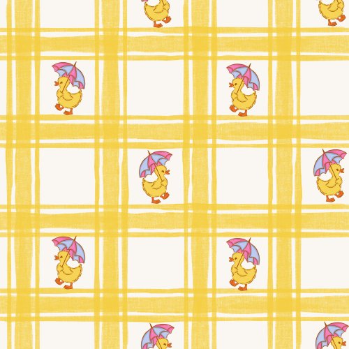 yellow gingham with spring ducks