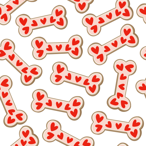 Dog treat bones with hearts, non directional 