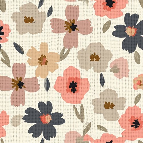 muted tone floral design on knit texture background