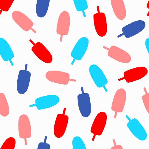 Tossed popsicles red, blue, pink, white