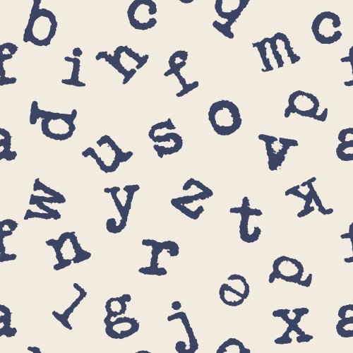 vintage lowercase typewriter letters in a tossed pattern on various background colors