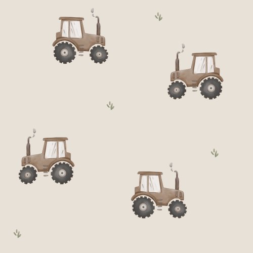 Mini brown tractors, in beige.