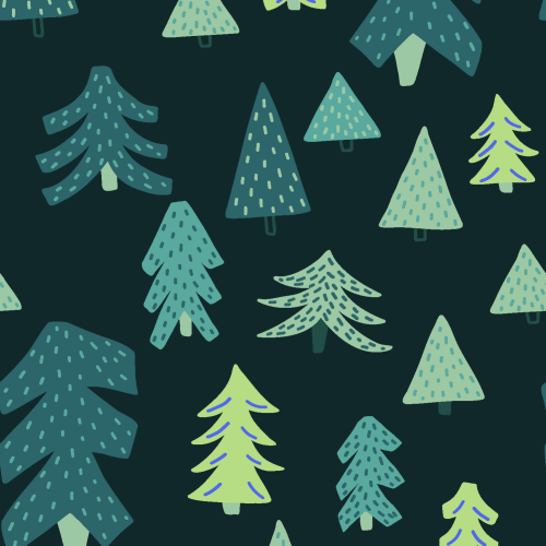 whimsical pine tree forest in the winter