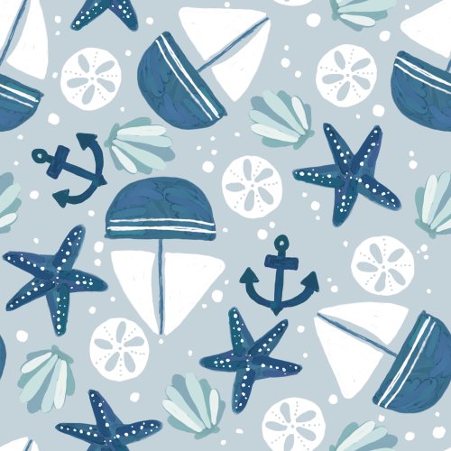 nautical design with anchor and sailboat