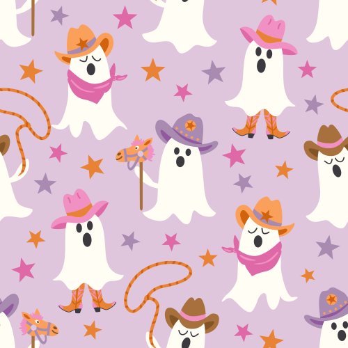 Cowboy Ghost Halloween Pattern