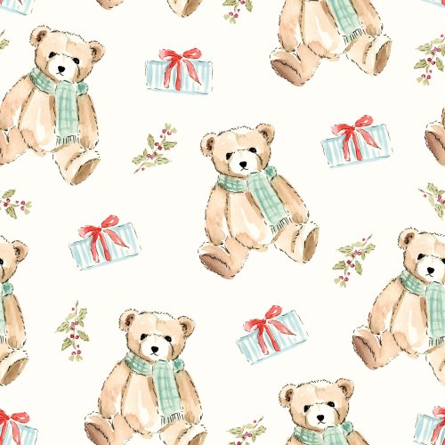 Whimsical Christmas pattern - teddy and presents 