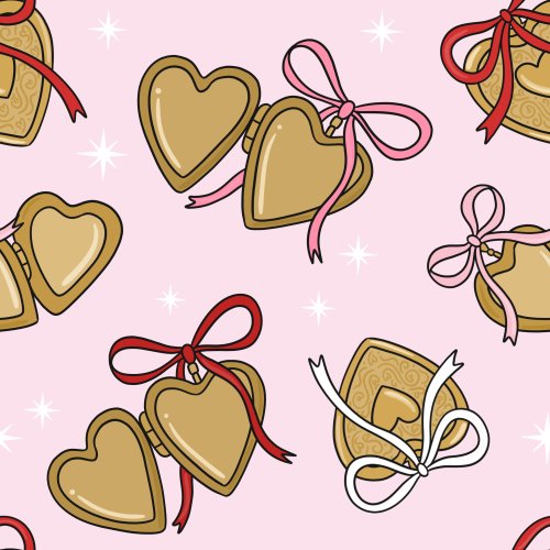 heart lockets on pink background