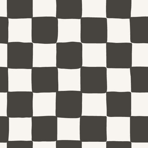 A handdrawn wobbly checkerboard in summer gender neutral colors.