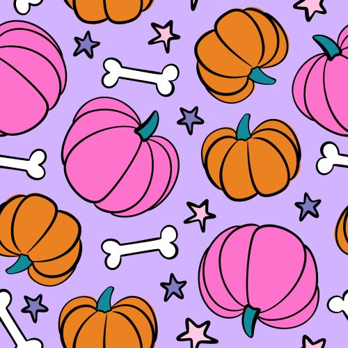 Tossed pumpkins, dog bones and stars 