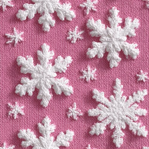 pink and white knitted look snowflakes