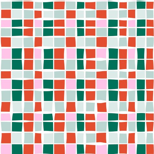 Retro mosaic check tiles in Christmas colors