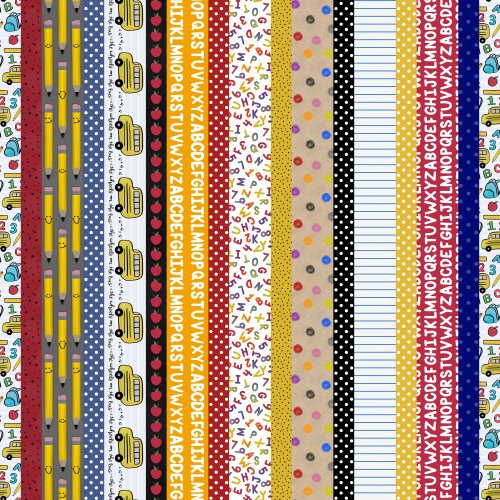 a vertical stripe collage of school prints