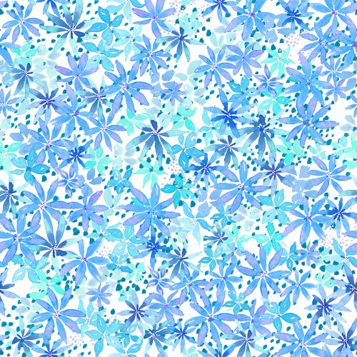 A dense scattering of painted flower blooms with dots.