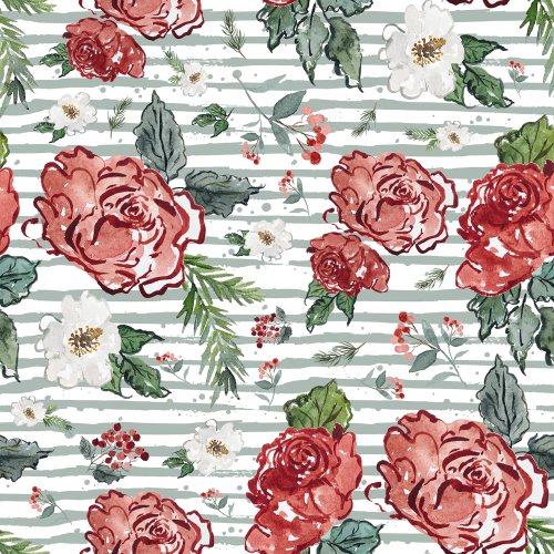 christmas floral with stripes