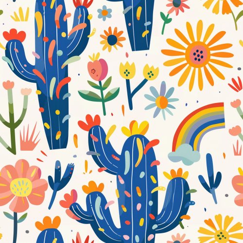 rainbow desert cactus design