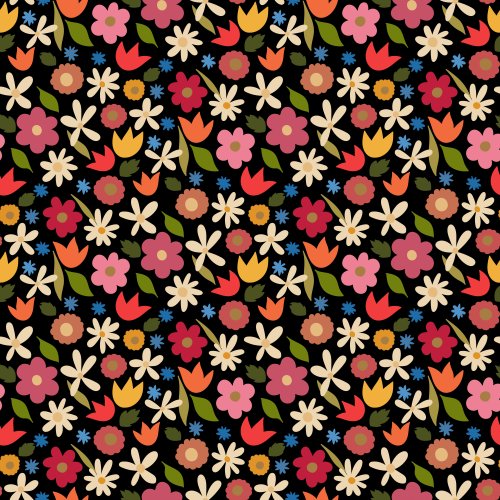 multi colored flowers on a black background