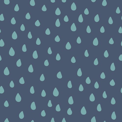 Blobby rain drops in teal blue and navy blue.