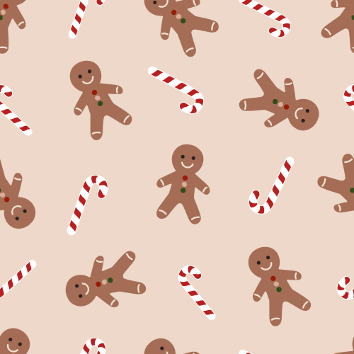 Tossed gingerbread man cookies and candy canes