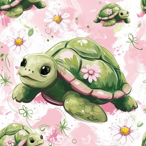 turtles and pink flowers