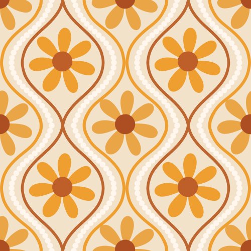 Fall daisies in a retro pattern 