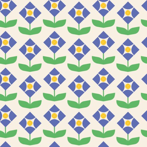 Purple Scandinavian style geometric flowers