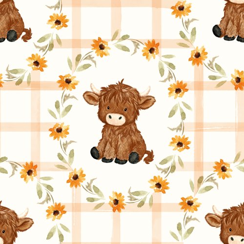Highland cow and sunflowers  