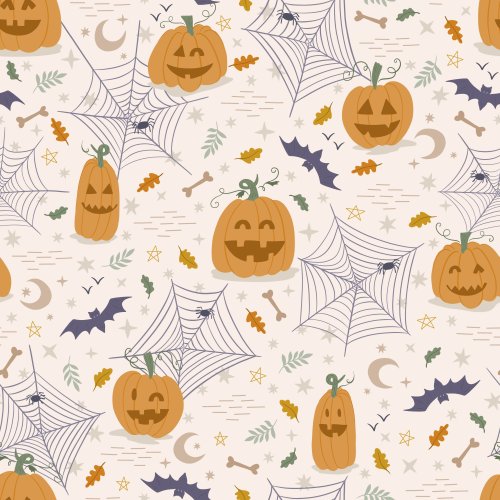 halloween pumpkins, bats and spider web