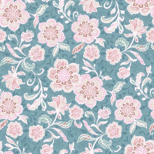 Bohemian Countryside Vintage Floral in Teal