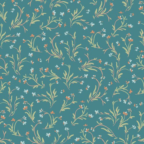 earthy colored florals on a teal background for the Strengthens Me quilt kit