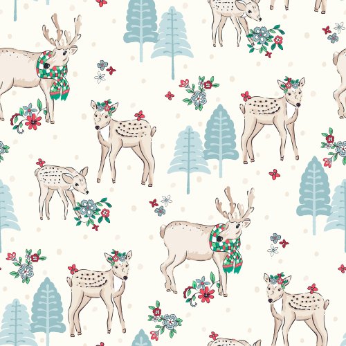 Christmas Wonderland Forest Deer  Reindeer and christmas trees