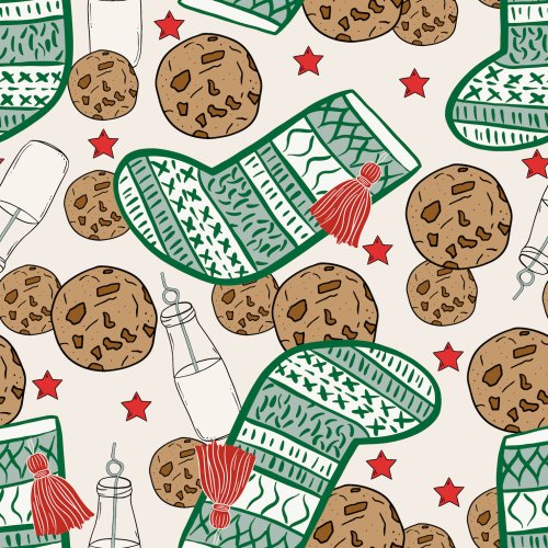 christmas milk and cookies with stockings