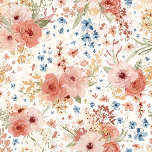 Autumn watercolor bouquets with splashes of blue ditsy florals