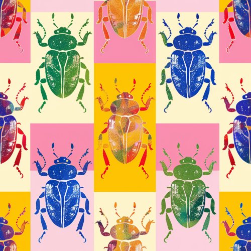 beetle design on checkered background