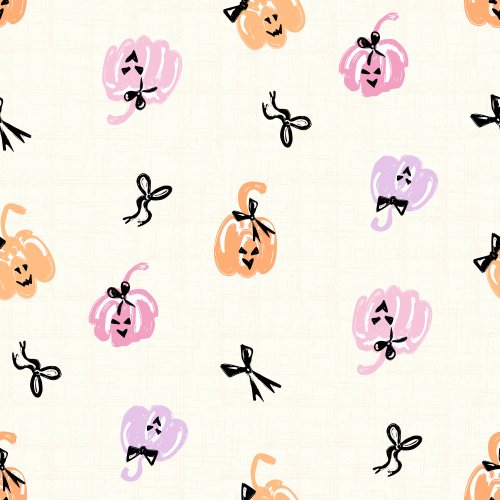 Retro Halloween Cute Pumpkins with faces and preppy bows and ribbons on